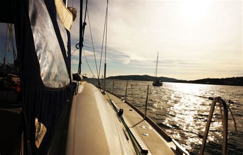 Wallpaper sea, the way, yacht, sail, sunset on a yacht for mobile and ...