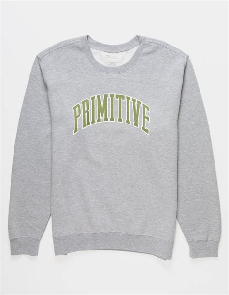 Primitive Collegiate Arch Mens Crewneck Sweatshirt Heather Gray Tillys