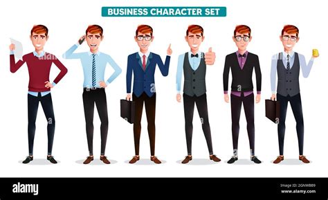 Business Man Character Vector Set Businessman Characters Collection