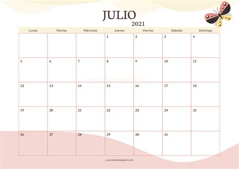 Calendarios Julio 2023 Para Imprimir GRATIS