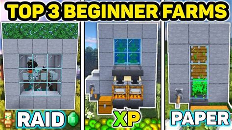 3 Easy Starter Farms For Beginners In Minecraft Bedrock 1 20 Raid Xp