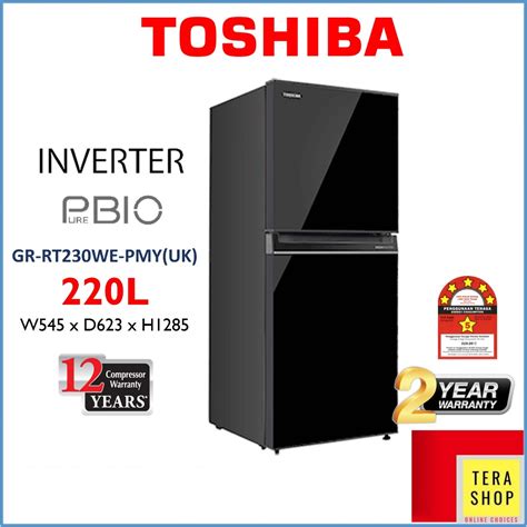 Toshiba RT230 220L 5 Star 2 Doors Inverter Fridge Refrigerator Peti