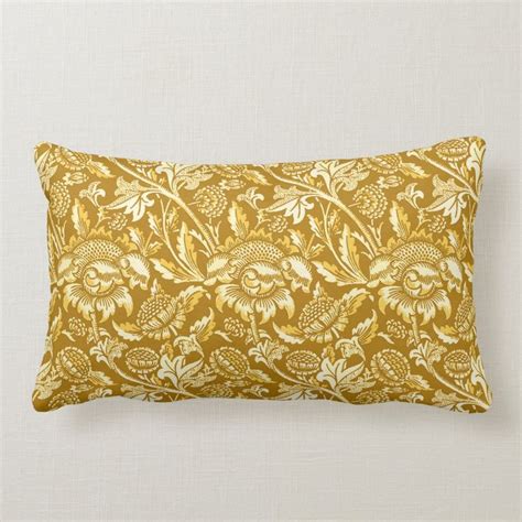 William Morris Sunflowers Mustard Yellow Gold Lumbar Pillow Zazzle