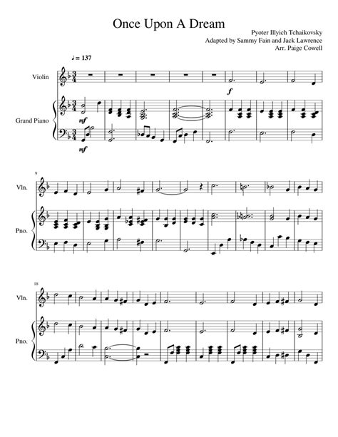 Once Upon A Dream Sheet Music For Violin Piano Download Free In Pdf Or Midi