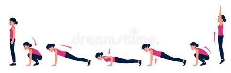 Ejercicio De Burpee Femenino Ilustración del Vector Ilustración de