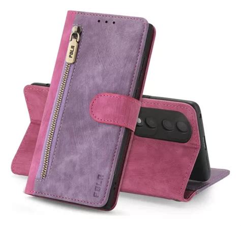 Funda Con Ranura Para Tarjetas Tipo Cartera Con Cremallera P Color Rosa