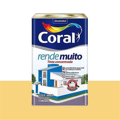 Tinta Acrílica Rende Muito Standard Fosco Amarelo Canário 18L Coral