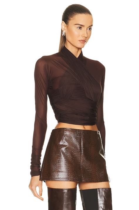 Alexander Wang Ruched Long Sleeve Top In Brunette FWRD