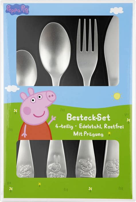 Peppa Pig Ensemble de couverts pour enfant 4 pièces avec couteau