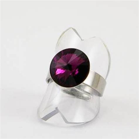 Bague Acier Inoxydable Cristal Swarovski Rivoli Amethyste Boutique