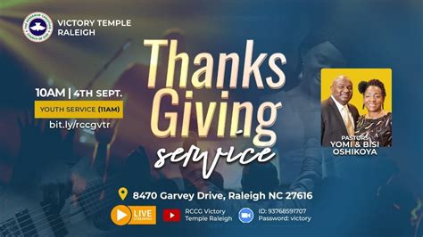 Rccg Victory Temple Raleigh Thanksgiving Service September Th