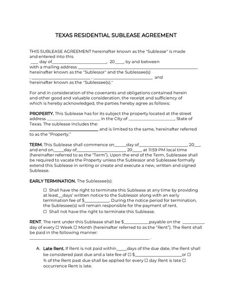 Texas Rental Agreement Lease Agreement For House In Texas