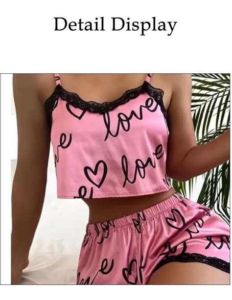 Womens Pajama Shorts Suit Homewear Print Underwear Pijama Sexy