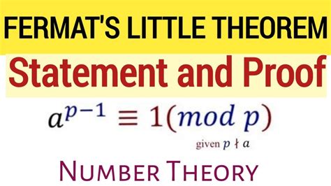 Fermats Little Theorem Proof Of Fermats Theorem Number Theory