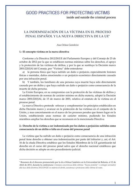 Pdf La Indemnizaci N De La V Ctima En El Proceso Pdf Fileley Penal