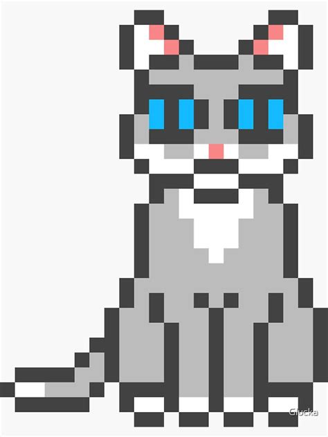 Cute Pixel Art Cat Sticker By Glucka Redbubble