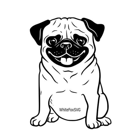 Funny Cute Adorable Pug Puppy Smiling Puppy Svg Dog Svg Clipart Stencil