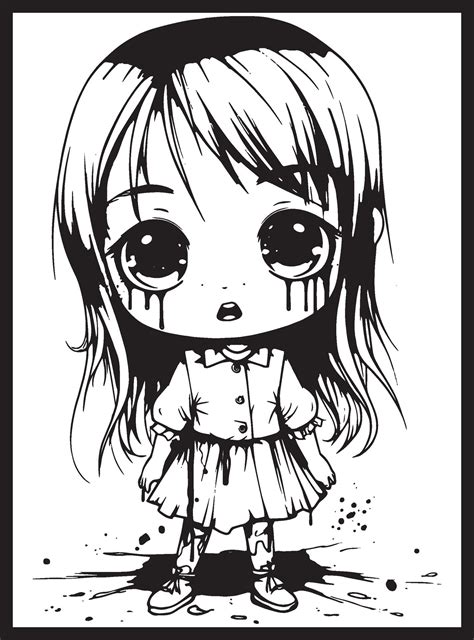 Cute Horror Chibi Coloring Pages 25867663 Vector Art At Vecteezy