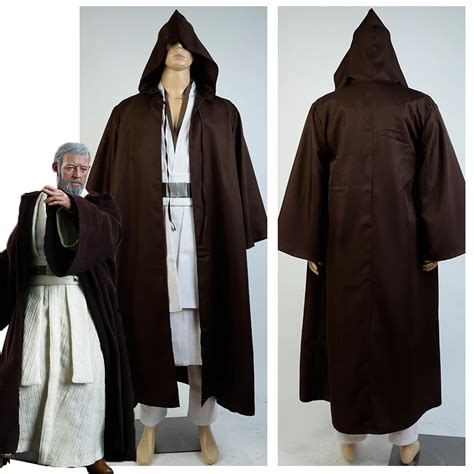 Star Wars Jedi Master Obi Wan Kenobi Cosplay Costume Adults Cloak Robe