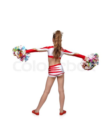 Cheerleader girl standing back with ... | Stock image | Colourbox