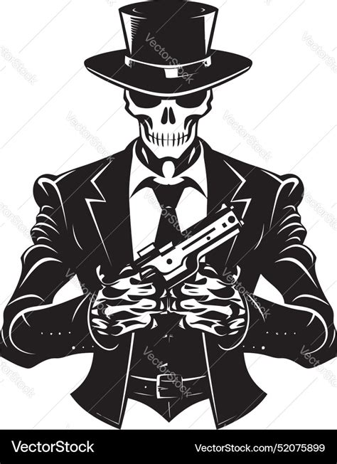 Rifle rattler skeleton armed with firearms logo Vector Image