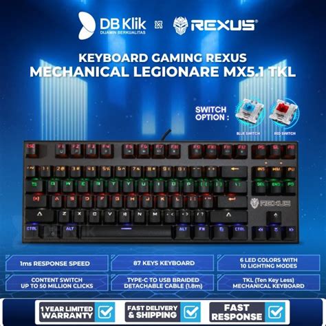 Jual Keyboard Gaming Rexus Mechanical Legionare MX5 1 TKL Rexus MX5 1