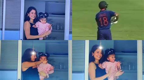 Vamika And Anushka Sharma Seen Cheering After Virat Kohli Completes