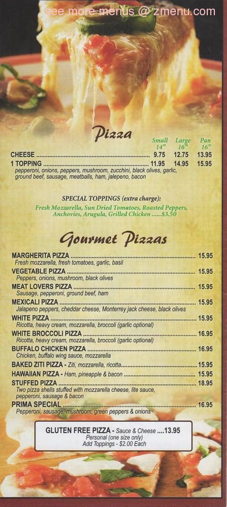 Online Menu Of Prima Pizza Kitchen Restaurant Somerville New Jersey