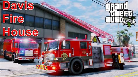 GTA 5 Firefighter Mod New Davis Fire Department Ladder Engine