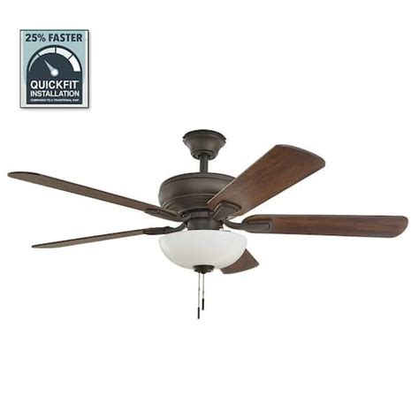 Hampton Bay Rothley Ii 52 In Indoor Led Bronze Ceiling Fan With Light Kit Downrod Reversible