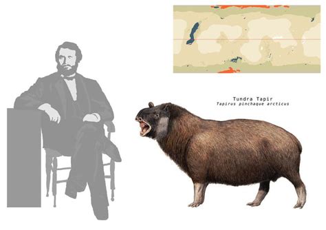 An Animal With Its Mouth Open Next To A Man Sitting In A Chair And Map