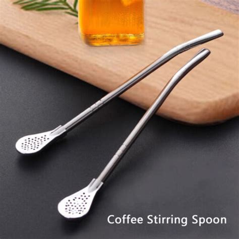 Spoon Tea Filter Mate Tea Straws Stainless Steel Drinking Straw