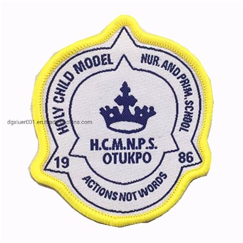 Custom Name Logo Machine Merrow Border Woven Badges For School Uniform