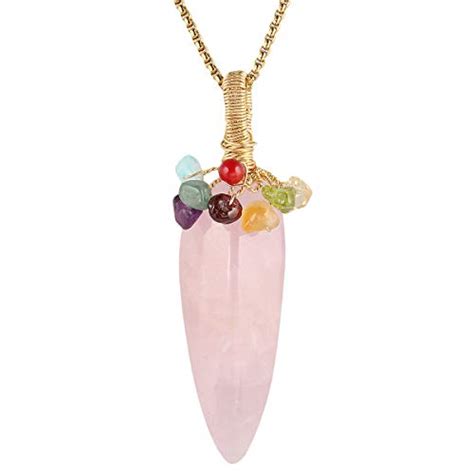 Nupuyai Healing Crystal Point Protection Pendant Necklace For Women