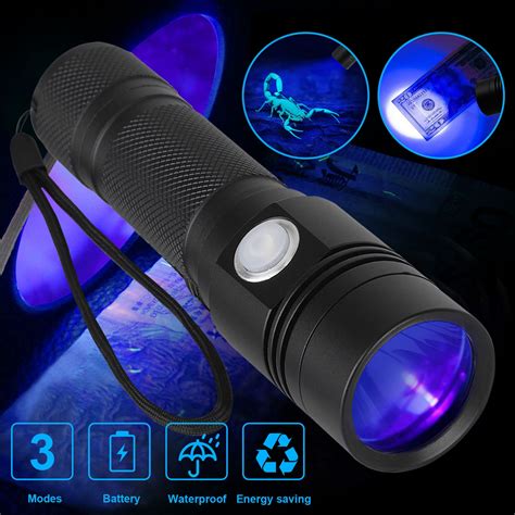 EEEkit Protable UV Flashlight 395nm Black Light Torch Rechargeable