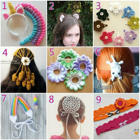 10 Crochet Hair Accessories Free Crochet Patterns - Crochet pattern Round u… | Diy crochet hair ...