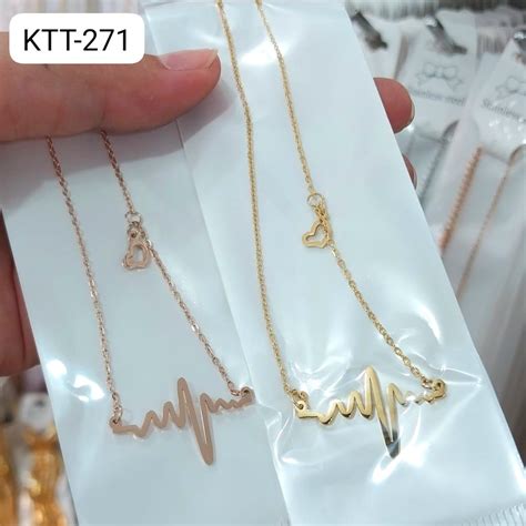 Jual KALUNG TITANIUM RANTAI EMAS GOLD MOTIF DETAK KALUNG PRIA WANITA