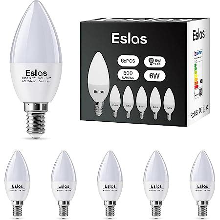 Eslas E14 6W ampoules bougie LED Blanc Froid 600lm 6000K équivalent 60