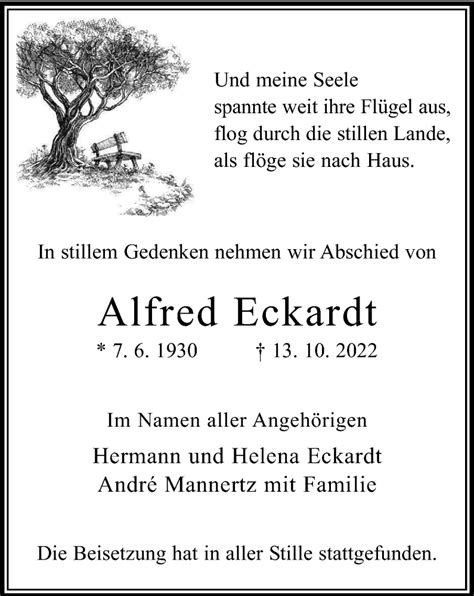 Traueranzeigen Von Alfred Eckardt Trauer In Nrw De