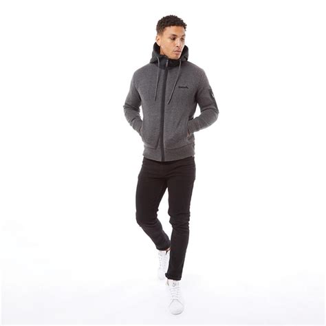 Buy Bench Mens Hanyu Zip Through Hooded Knitted Fleece Charcoal Marl