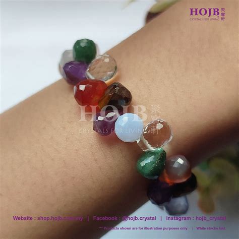 Hojb Natural Mixed Crystals Faceted Water Drop Beads Bracelet X Mm