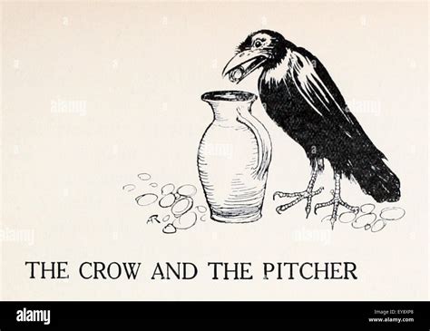 'The Crow and the Pitcher' fable by Aesop (circa 600BC). A thirsty crow ...