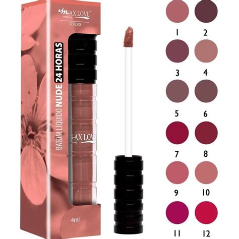 Batom Líquido Matte Nude Max Love 24Horas Longa Duração Batom Nude Rosa