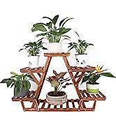 Unho Wooden Plant Stands Indoor 6 Tiered Plant Shelf Triangular Plant