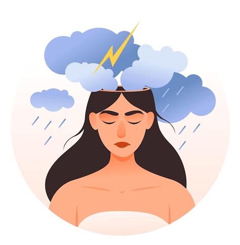 Premium Vector A Sad Girl With Thunderclouds Over Her Head A Surly