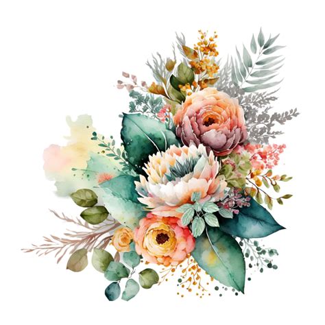 Flower Bouquet Watercolor Clipart 23654928 Png