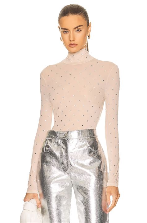 RABANNE Studded Turtleneck Top In Nude FWRD