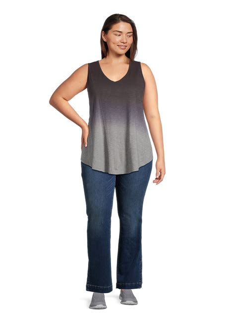 Terra And Sky Womens Plus Size Cotton Twist Back Sleeveless Top Sizes