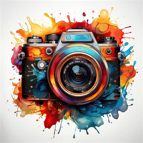 Premium Vector Watercolor Vector Camera Design On White Background