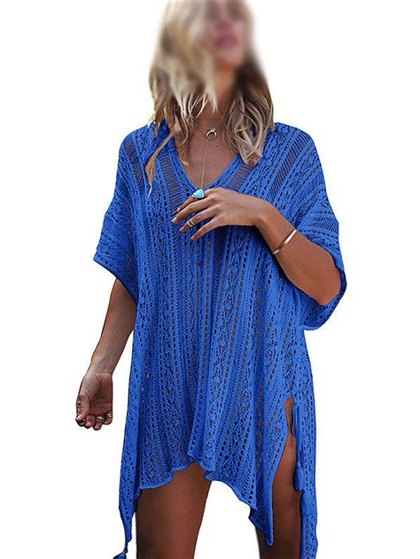 Sexy Dance Swim Cover Ups Women Knit Lace Crochet Bikini Beachwear V